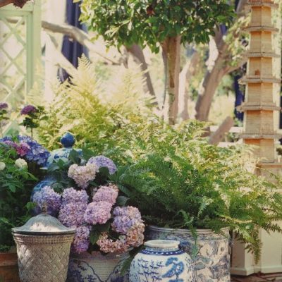 Decorating with Blue and White Outdoors