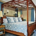 blue-guest-house-bedroom-china-seas-wicker-bamboo-bed-palecek-lamps