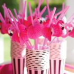 black-white-striped-cups-pink-flamingo-straws