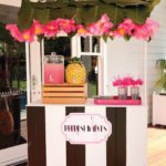 hollywood-regency-palm-beach-chic-flamingo-party-black-white-stripe-beverage-stand