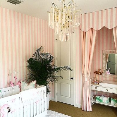 A Glamorous Pink and Green Nursery Inspired by the Beverly Hills hotel and Vintage Miami Beach