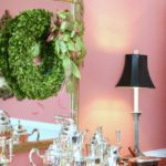 Holiday-Boxwood-Wreath-Above-Sideboard
