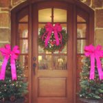 christmas-front-door-pink-bow-wreaths