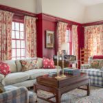 red-painted-walls-gingham-buffalo-check-plaid-equestrian