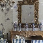 18th-century-chinese-etchings-wallpaper-wallcovering-blue-white-check-buffalo-plaid-gingham-porclain-tablescape