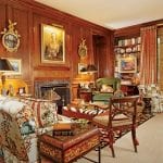 mario-buatta-wood-paneled-study-library-fireplace-oil-painting