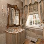 elegant-powder-room-chinoiserie-hand-painted-wallpaper-marble-vanity-silk-curtains