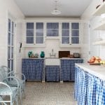 kitchen-cabinetry-hector-finch-pendant-lights-blue-white-gingham-fabric
