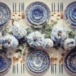 blue-white-pumpkins-chinoiserie-burleigh-china-tablescape-porcelain-pottery-crystal-glasses