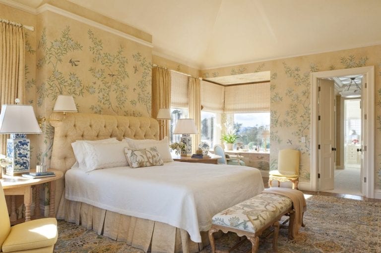 suzanne-tucker-traditional-style-master-bedroom-gracie-wallpaper-yellow-chinoiserie-hand-painted