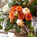 traditional-home-centerpiece-feathers-fall-flowers-juliska