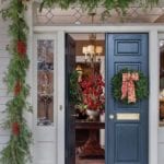 traditional-christmas-classic-front-door-wreath-decor-bows-holly-berries-garland-door