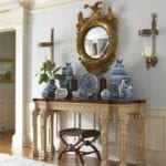 blue-and-white-chinoiserie-chinese-porcelain-ginger-jar-plate-grasscloth-federal-mirror