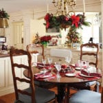 french-country-christmas-kitchen-chairs-breakfast-table-garlands-red-velvet-bows-new-jersey-home