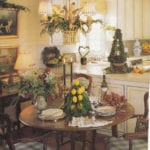 french-country-kitchen-decorated-for-christmas-topiaries-lemon-blue-white-buffalo-check-plaid