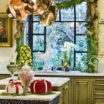 linda-floyd-christmas-kitchen-garland-apple-topiary-green-painted-cabinets