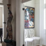 front-hall-abstact-art-statue-persian-rug-regency-style-chairs