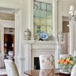 james-farmer-traditional-dining-room-mantel-fireplace-crystal-chandelier