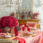 house-beautiful-maximalist-decor-style-heather-christo-valentine-tablescape-pink-red-roses-gracie-hand-painted-chinoiserie-wallpaper-silver-metallic