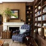architectural-digest-McGrath-interior-design-library-tartan-upholstery-plaid-grasscloth