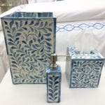 bone-inlay-blue-white-trash-waste-basket-tissue-kleenex-holder-lotion-soap-dispenser-palm-beach-pioneer-linens-set