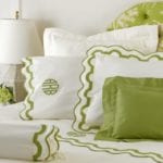 matouk-scalloped-bedding-monogrammed-green-white-pioneer-linens-palm-beach