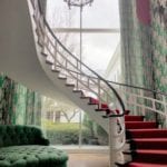 presidential-suite-the-greenbrier-red-carpet-staircase-spiral-entryway-chintz-flowers