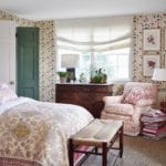 quadrille-wallpaper-floral-chintz-framed-botanical-prints-antique-bedroom