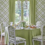 meg-braff-breakfast-room-trellis-wallpaper-scalloped-curtain-trim-apple-green