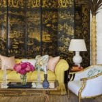 meg-braff-long-island-living-room-veranda-chinoiserie-chinese-screen-palm-tree-yellow-sofa