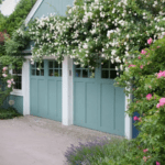 new-dawn-roses-climbing-green-garage-doors