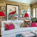 palm-beach-chic-living-room-betsy-shiverick-flamingos-aviary-birds-prints-framed