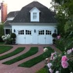 real-carriage-doors-pink-roses-topiaries