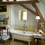 Atelier d’Offard wallpaper antique clawfoot tub bath french bathroom