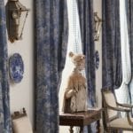 Damask Braquenié draperies Chelsea Editions check curtains