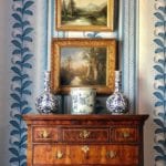 blue-white-climbing-hydrangea-quadrille-wallpaper-chinese-chinoiserie-export-oil-painting-gilt-frame-antiques