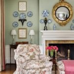 convex-federal-style-mirror-blue-white-chinese-export-plates-vases-chintz-chair