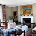 house-and-garden-english-country-style-gingham-buffalo-check-persian-rug-oil-portraits-mahogany-furniture-antiques
