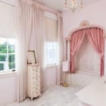 palm-beach-chic-bathroom-bath-tub-luxury-real-estate-custom-shower-curtain-tassel-trim-fringe-pink