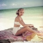 grace-kelly-beach-red-white-striped-towel-bikini-straw-hat-classic-elegance-timeless