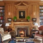 james-f-carter-birmingham-alabama-mountain-brook-wood-paneled-library-oil-painting-mantel-fireplace