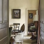 putty-colored-woodwork eighteenth-century bergère chair needlepoint upholstery