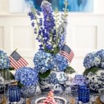 red-white-blue-patriotic-tablescape-table-setting-american-flag-gingham-hydrangea-bamboo-flatware-chinoiserie-ginger-jars