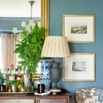 Caroline Gidiere wet bar dining room blue and white