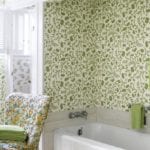 guest-bathroom-Greta wallpaper in Reverse Green