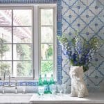 ellen-kavanaugh-19th-century-portuguese-tile-kitchen-reclaimed-blue-white-kitchen-carrara-marble-jeff-koons-puppy-vase