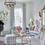 lauren-deloach-interior-design-atlanta-homes-living-room-blue-white-buffalo-check-print-plaid-gingham-baby-grand-piano-living-room-traditional-style