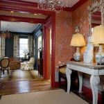 meg-braff-entrance-hall-orange-de-gournay-gracie-wallpaper-chinoiserie-pagoda-mirror-hand-painted-lacquered