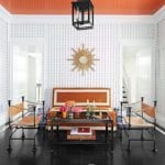 shelley-johnstone-traditional-home-garden-room-hermes-box-orange-treillage-trellis-lattice-painted-ceiling-old-world-weavers-velvet-settee