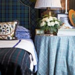 traditional-home-boys-bedroom-blackwatch-plaid-fabric-headboard-gingham-sheets